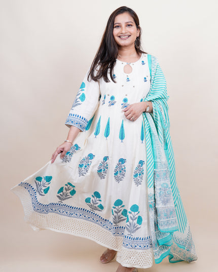 White Sky Jaipuri Cotton Dress