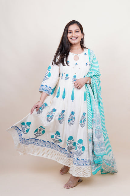 White Sky Jaipuri Cotton Dress