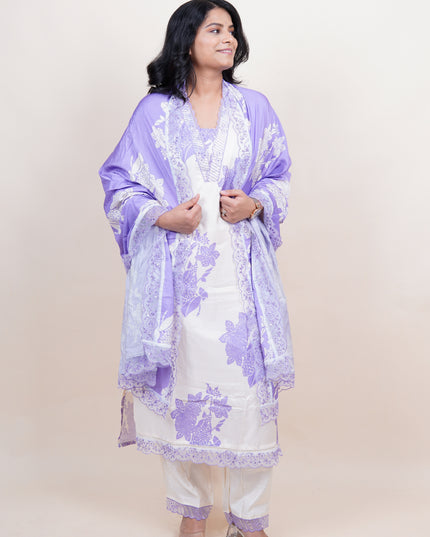 Lavender Ivory Floral 3 Piece Suit