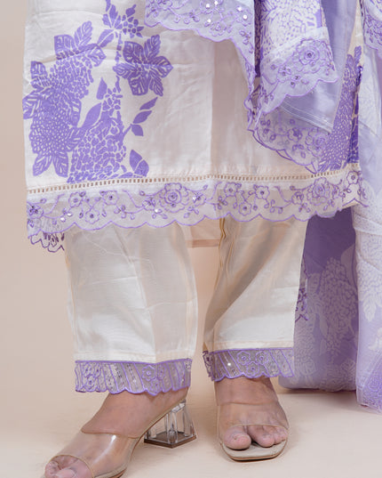 Lavender Ivory Floral 3 Piece Suit