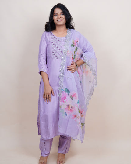 Lilac Zardozi 3 Piece Suit