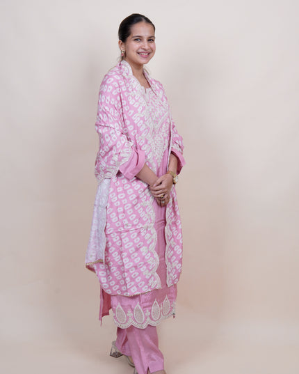 Pink Thread Embroidered 3 Piece Suit