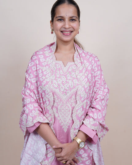 Pink Thread Embroidered 3 Piece Suit