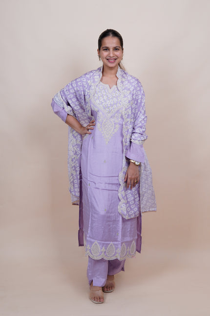 Lavender Thread Embroidered 3 Piece Suit