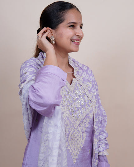 Lavender Thread Embroidered 3 Piece Suit