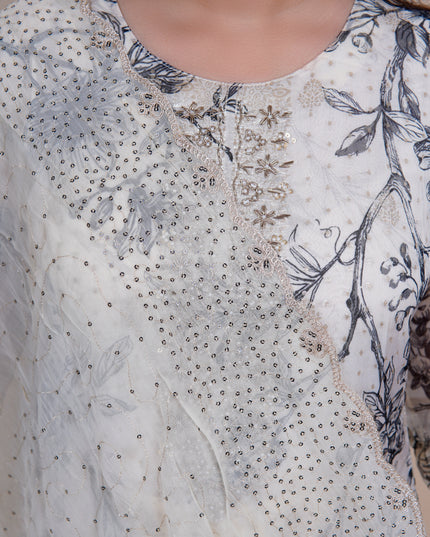 Ivory Brocade Floral 2 Piece Suit