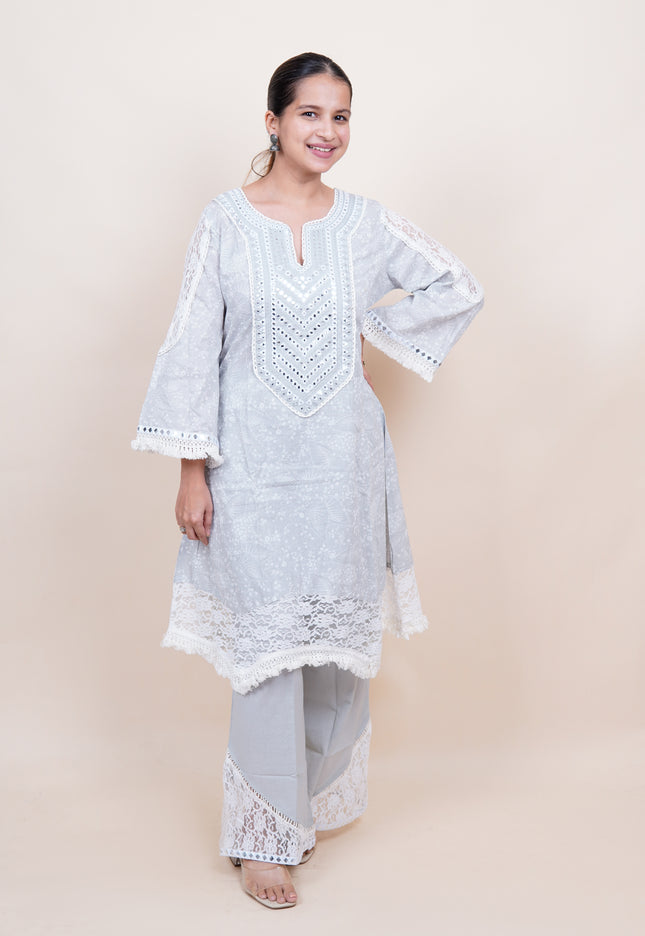 Noor Jahan Grey Co-ord Set