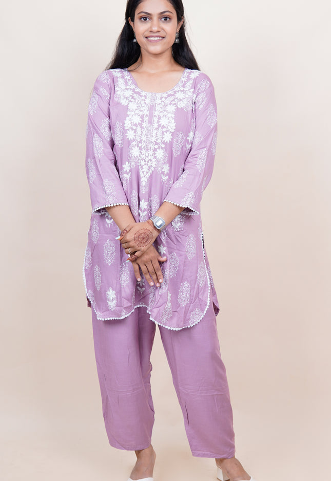 Lucknowi Lilac Co-ord Set