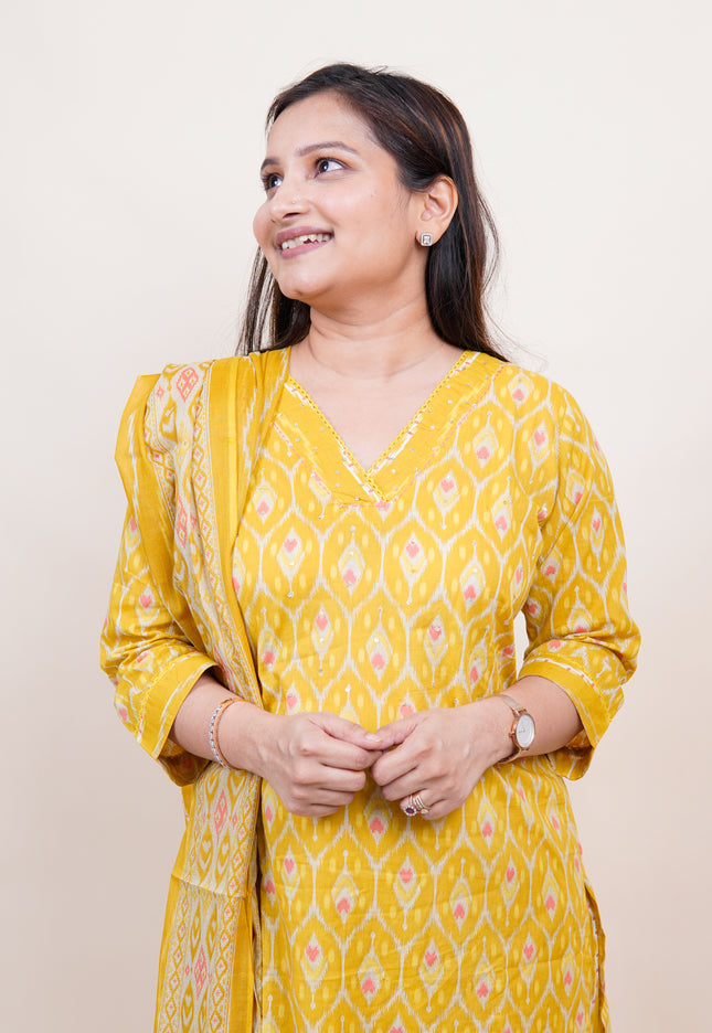 Mustard Patola 3 Piece Set