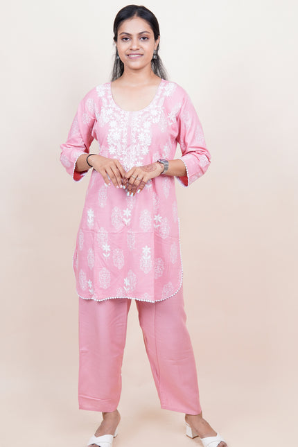 Lucknowi Pink Co-ord Set