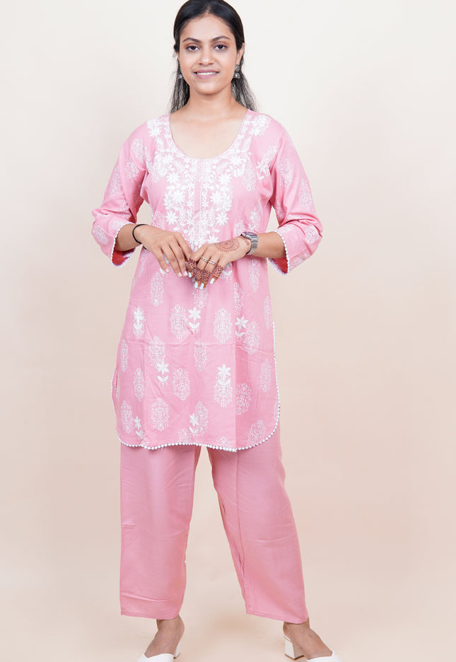 Lucknowi Pink Co-ord Set