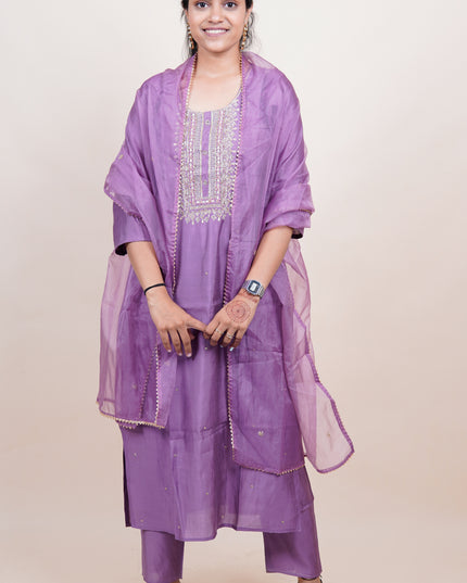 Traditional Purple Sitara 3 Piece Suit