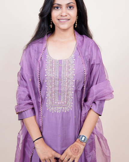 Traditional Purple Sitara 3 Piece Suit