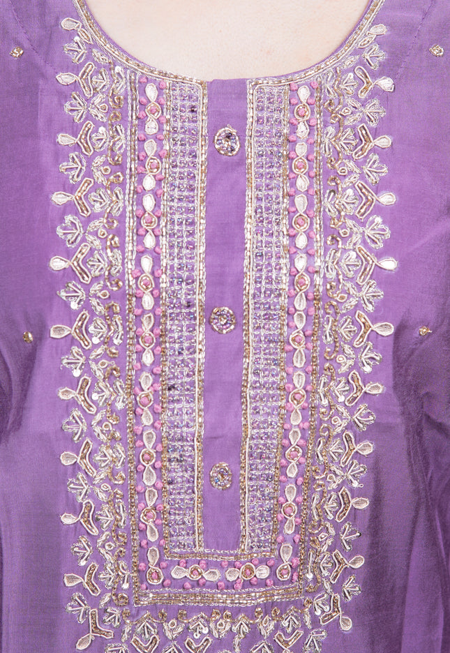 Traditional Purple Sitara 3 Piece Suit