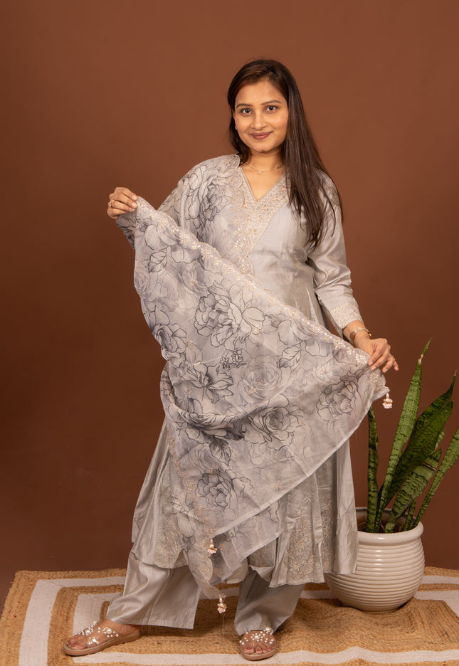 Grey Rose Mist Elegance Suit Set