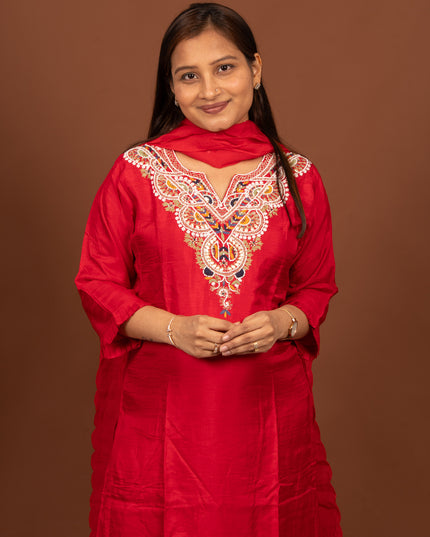 Anamika Red Pearl Suit Set