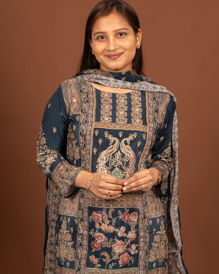 Blue zari peacock Suit Set