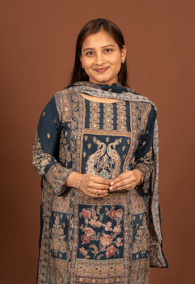 Blue zari peacock Suit Set