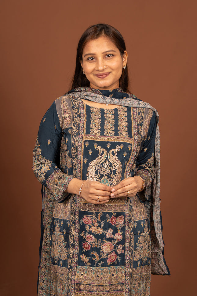 Blue zari peacock Suit Set