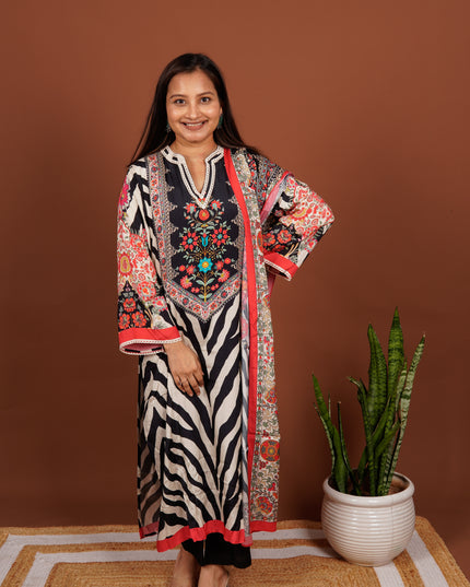 Black Zebra Dupatta Suit Set