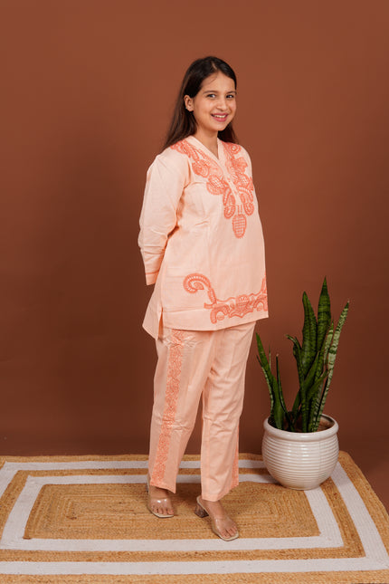 Apricot Embroidered Co-ord Set