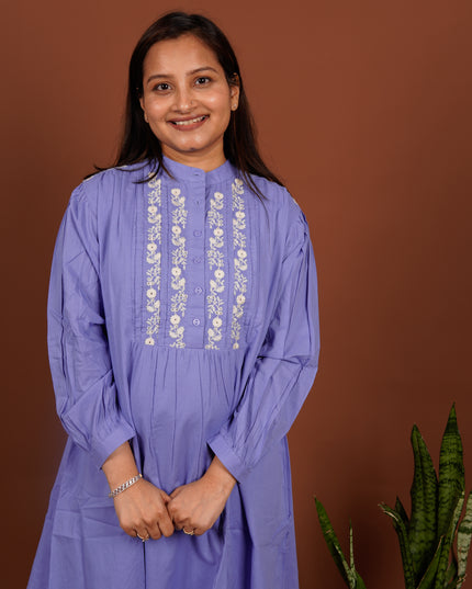 Powder Blue Flower Embroidered Dress