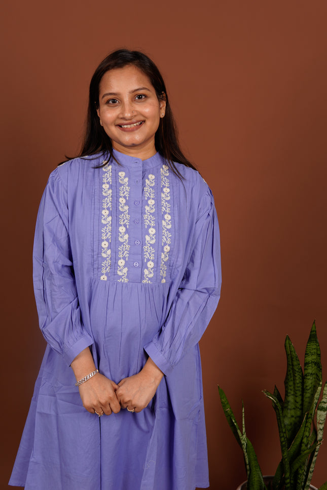 Powder Blue Flower Embroidered Dress