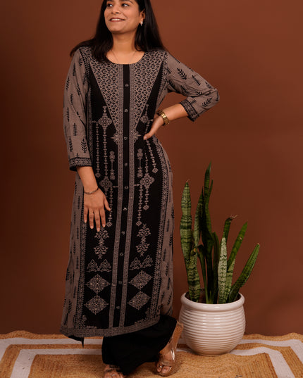 Charcoal Taupe Kurta Pant Set