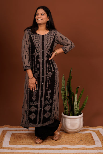 Charcoal Taupe Kurta Pant Set