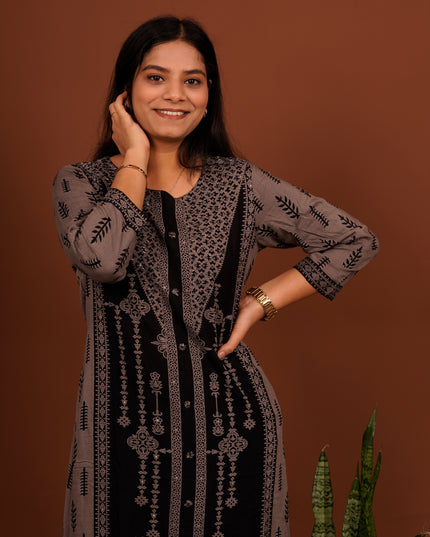 Charcoal Taupe Kurta Pant Set