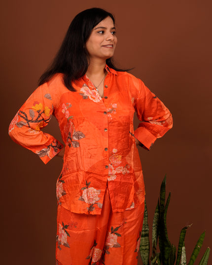 Orange Floral Co-ord Set with Buster