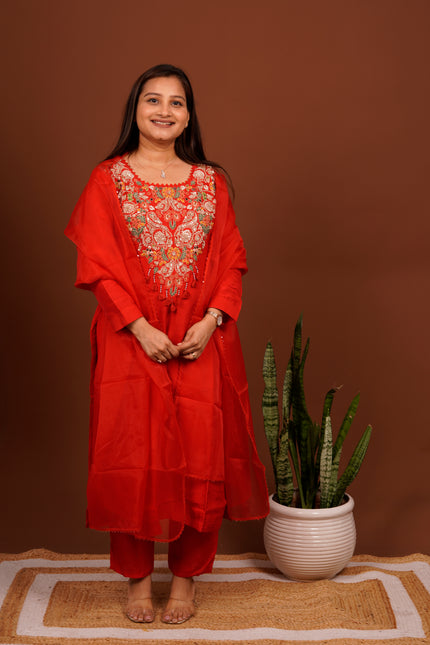 Anamika Red Suit Set