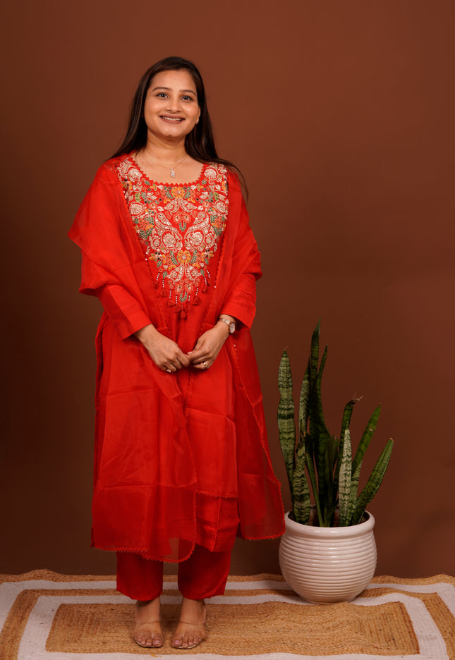 Anamika Red Suit Set