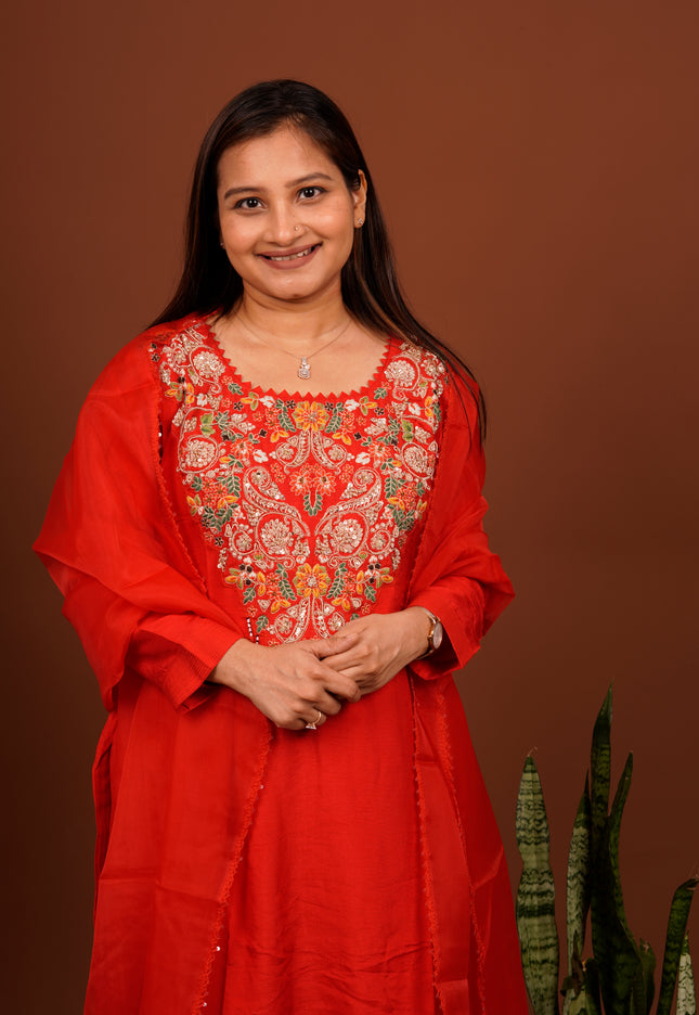 Anamika Red Suit Set