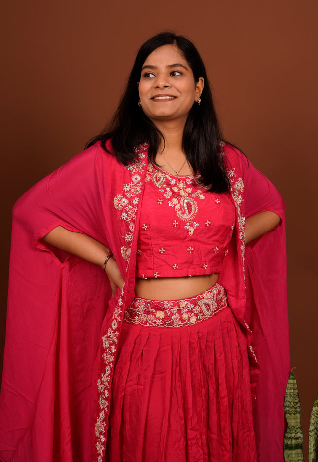 Rani Lehenga with Cape