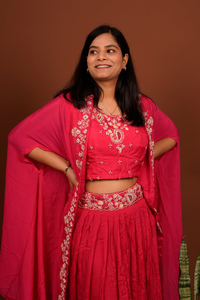 Rani Lehenga with Cape