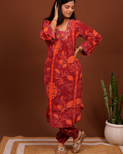 Lush Magenta Red Kurta Pant Set