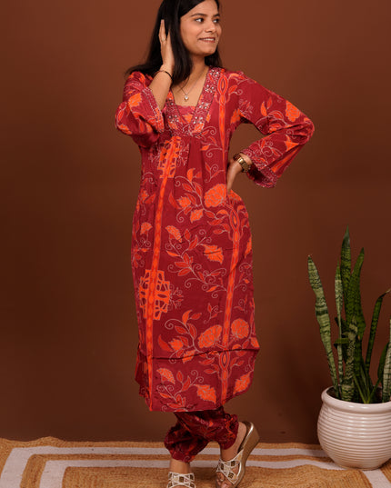 Lush Magenta Red Kurta Pant Set