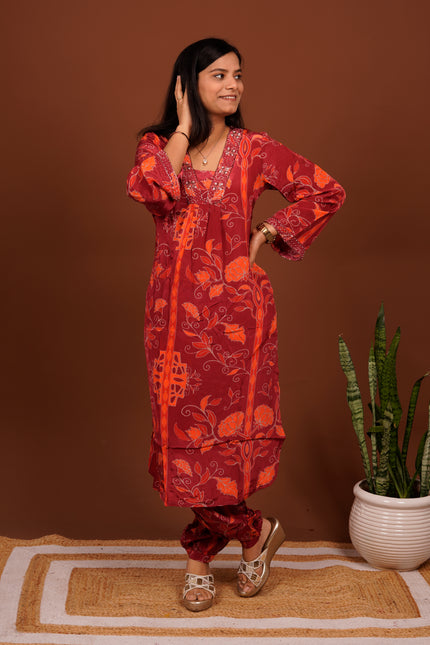 Lush Magenta Red Kurta Pant Set