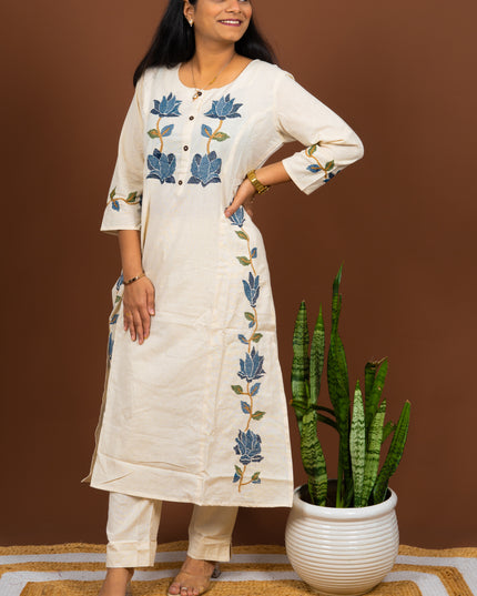 Off White Khadi Kurta Set