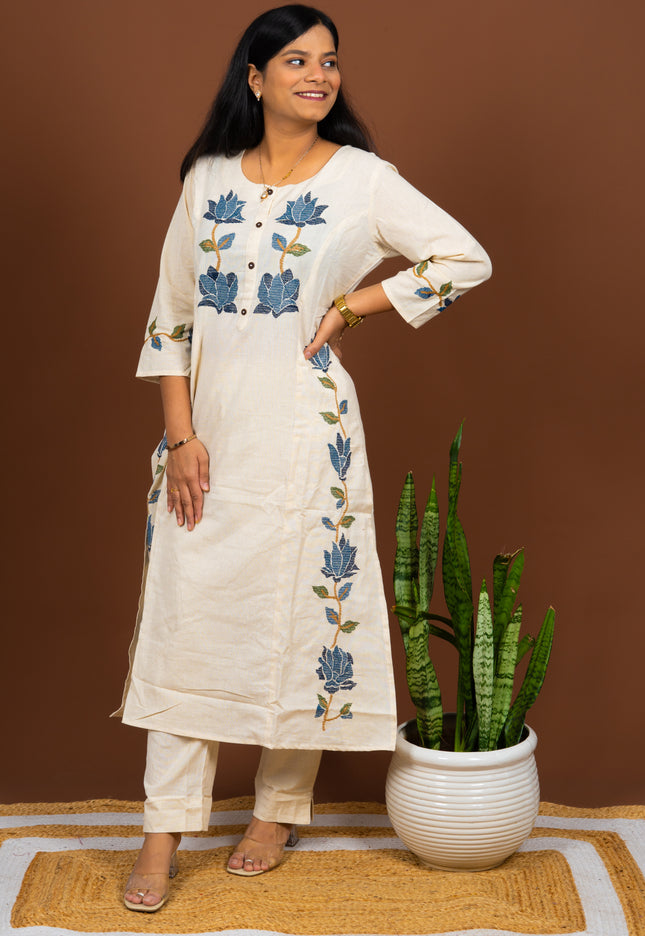 Off White Khadi Kurta Set