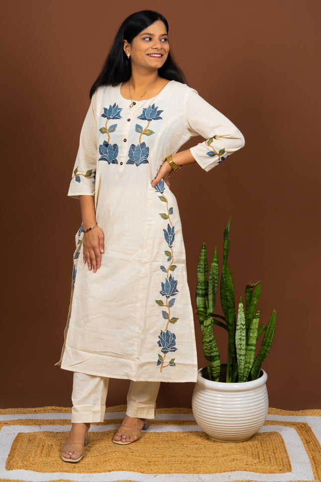 Off White Khadi Kurta Set