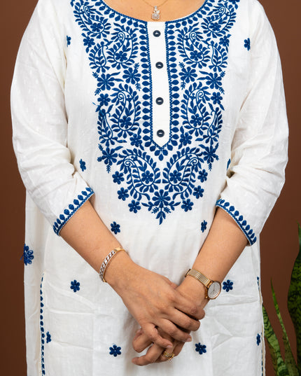 Noori White Chikankari Suit Set