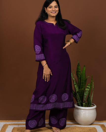 Purple Monochrome Kurta Pant Set