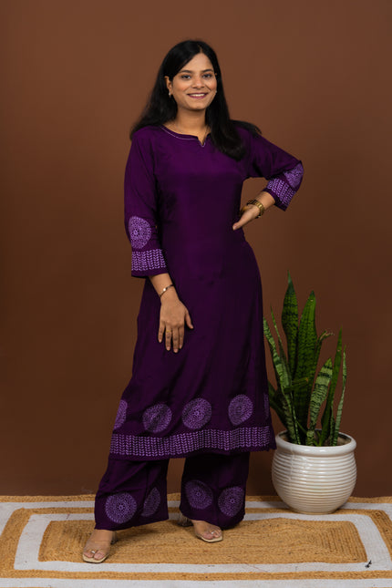 Purple Monochrome Kurta Pant Set