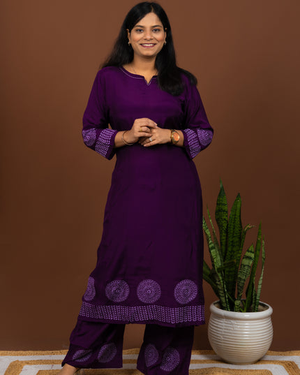 Purple Monochrome Kurta Pant Set