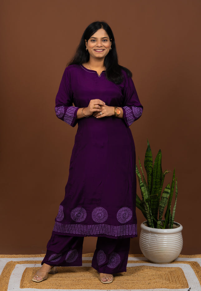 Purple Monochrome Kurta Pant Set