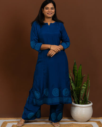 Blue Monochrome Kurta Pant Set