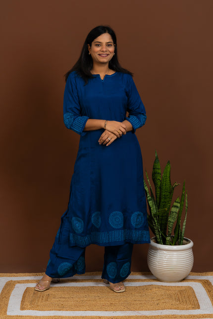 Blue Monochrome Kurta Pant Set