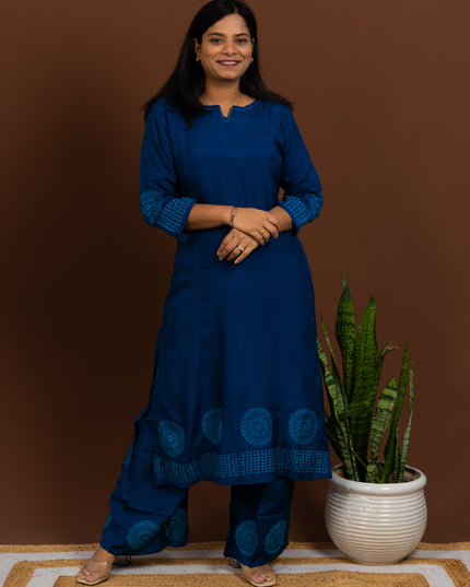 Blue Monochrome Kurta Pant Set